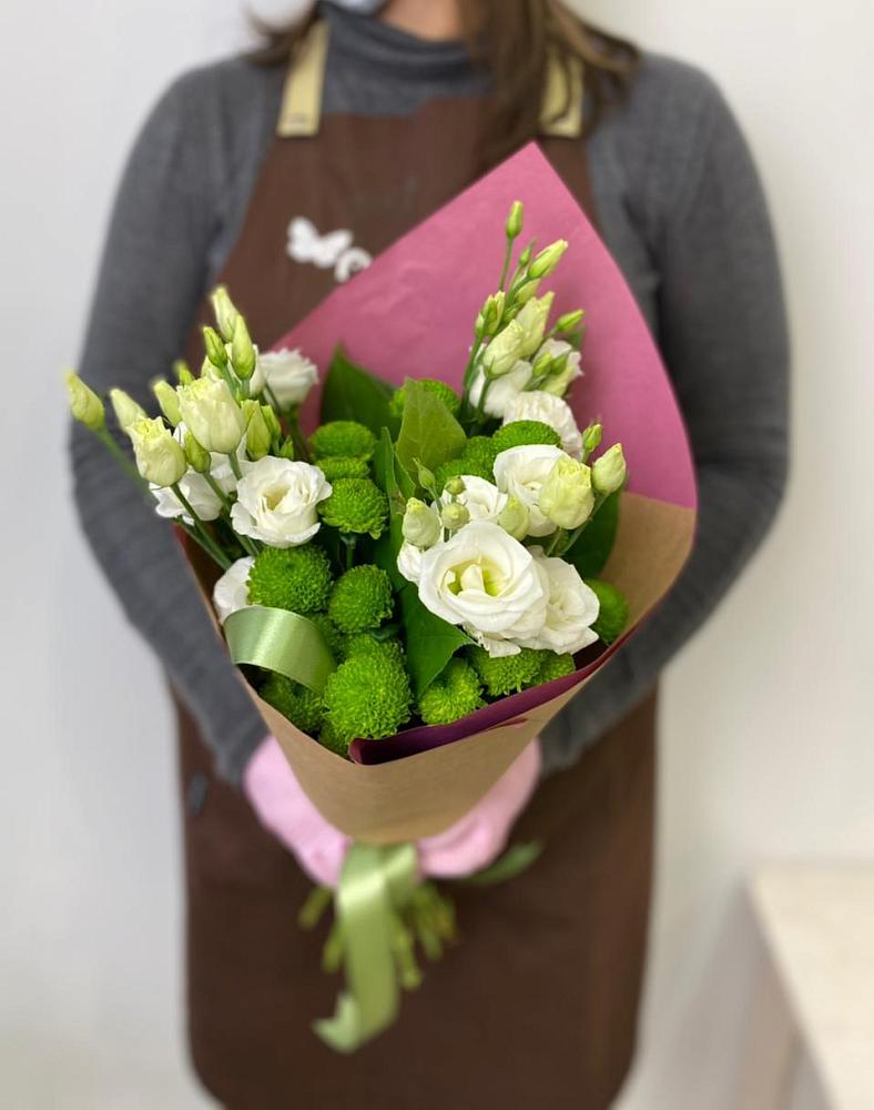 Букет морозный день в Бакалы Башкортостан Букет цветов из: Хризантемы и Лизиантусы в Бакалы Башкортостан