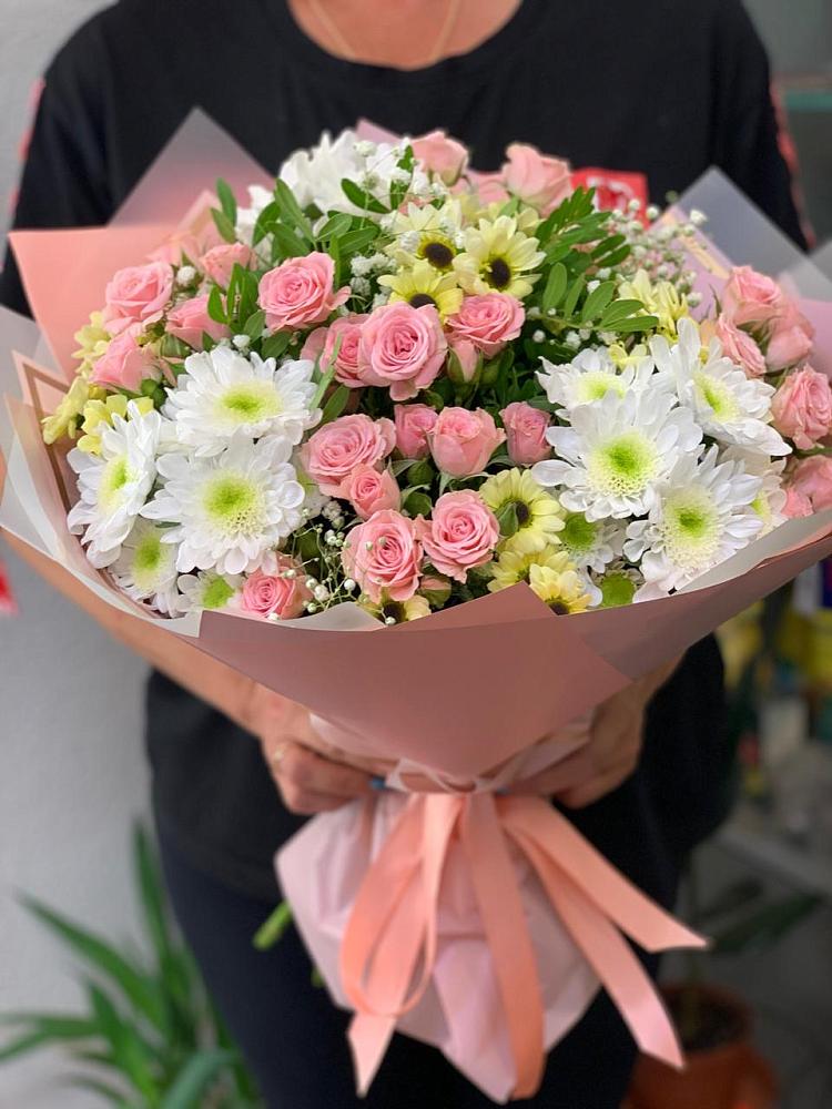 Букет юношеские грезы в Бакалы Башкортостан Букет цветов из: Розы и Хризантемы в Бакалы Башкортостан