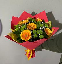 Букет восход солнца в Бакалы Башкортостан Букет цветов из:  Герберы и Хризантемы в Бакалы Башкортостан
