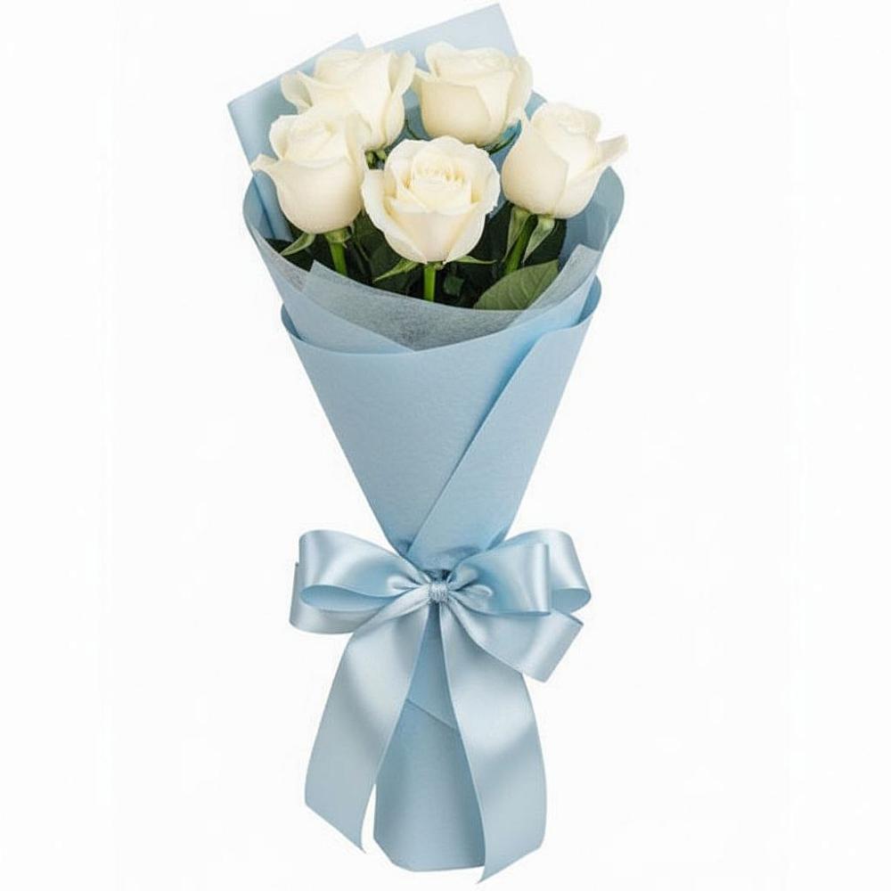 5 Белых роз Проуд в Бакалы Башкортостан Букет 5 Белых роз Проуд в Бакалы Башкортостан