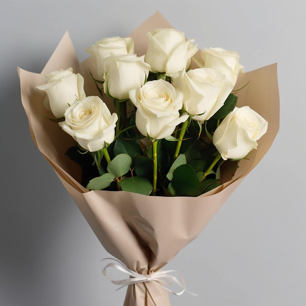 9 Белых роз Эдлесс Лав в Бакалы Башкортостан Букет 9 Белых роз Эдлесс Лав в Бакалы Башкортостан