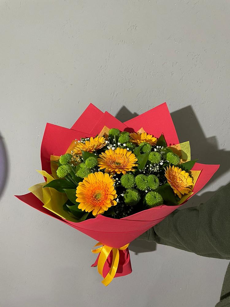 Букет восход солнца в Бакалы Башкортостан Букет цветов из: Герберы и Хризантемы в Бакалы Башкортостан