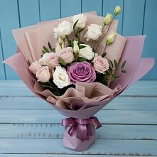 Букет Легкое дыхание в Бакалы Башкортостан Букет цветов из:  Розы и Лизиантусы в Бакалы Башкортостан