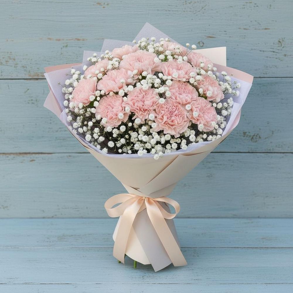Букет Нежность рассвета в Бакалы Башкортостан Букет цветов из: Гвоздики в Бакалы Башкортостан