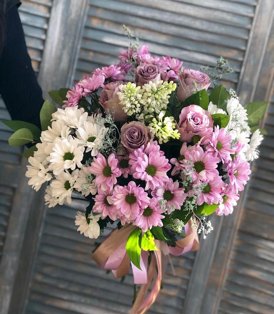 Букет Цветочный шарм в Бакалы Башкортостан Букет цветов из: Хризантемы и Розы в Бакалы Башкортостан