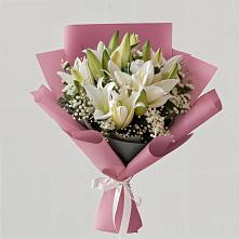 Букет Лилии в розовом в Бакалы Башкортостан Букет цветов из:  Лилии в Бакалы Башкортостан