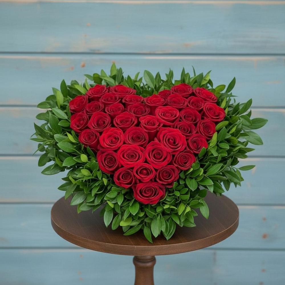 Композиция Сердце в любви в Бакалы Башкортостан Цветочная композиция из Розы в виде сердца в Бакалы Башкортостан