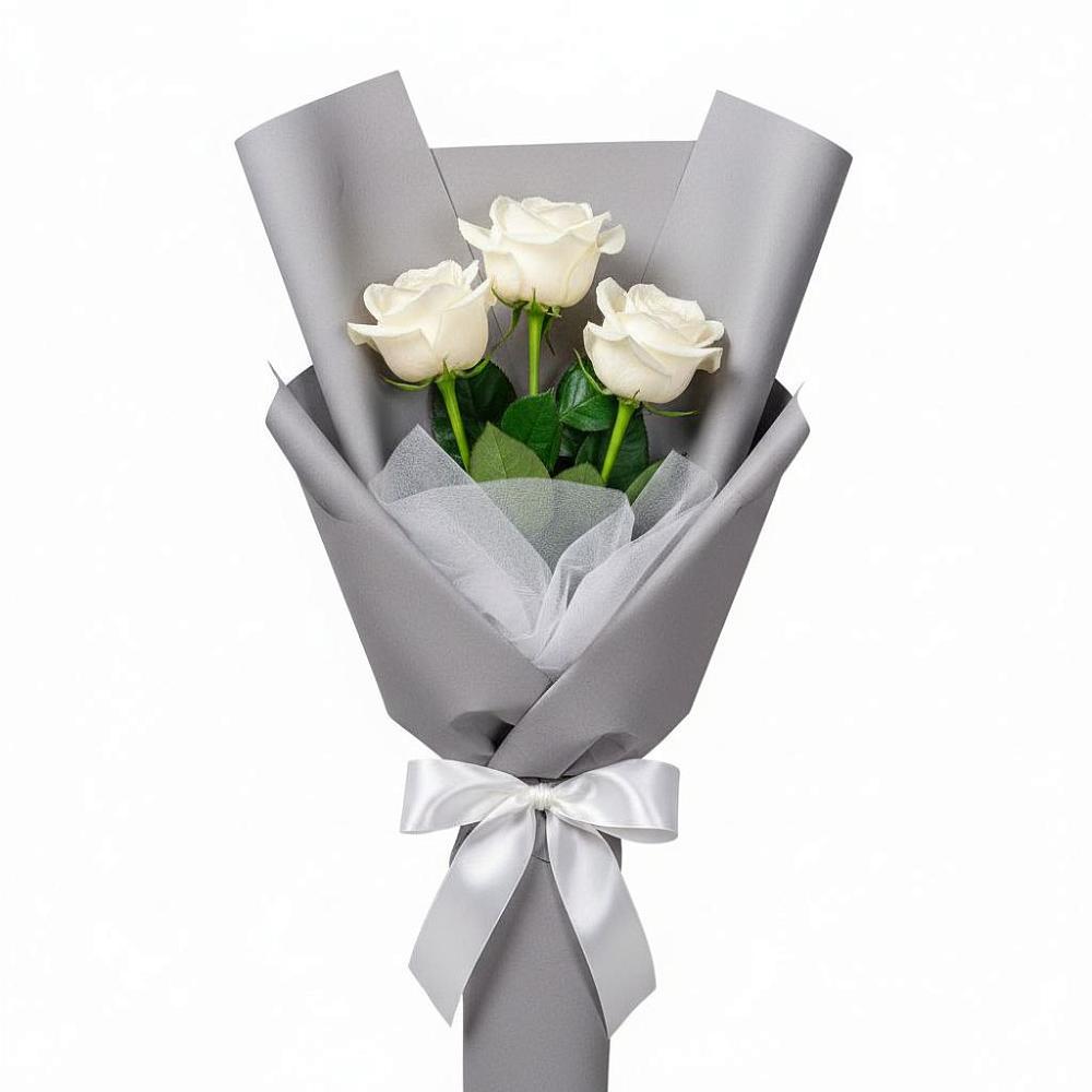Букет 3 белые розы в Бакалы Башкортостан Букет 3 белые розы в Бакалы Башкортостан