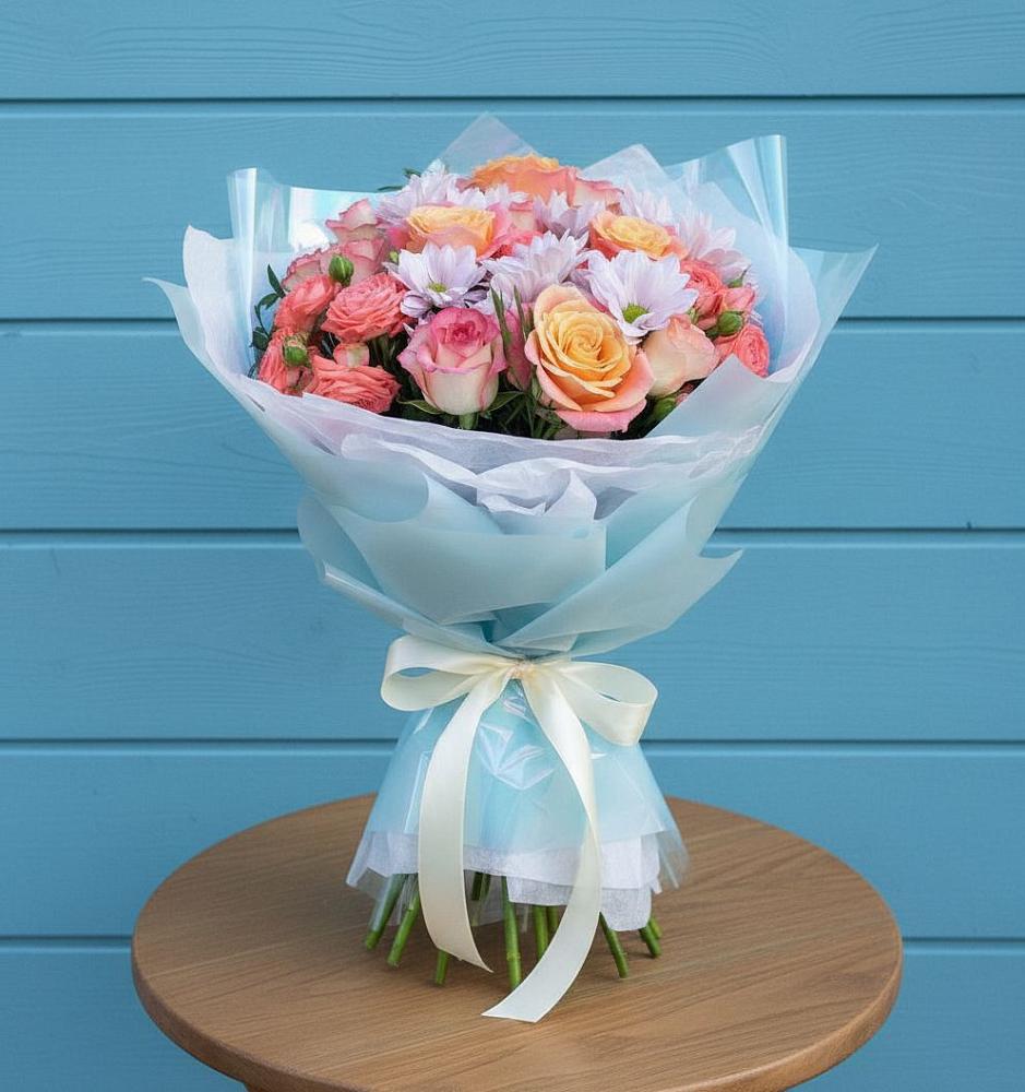 Букет цветов из: Хризантемы и Розы в Бакалы Башкортостан