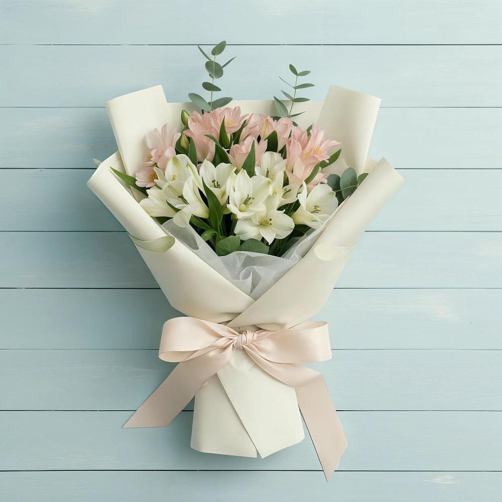 Букет Утренний поцелуй в Бакалы Башкортостан Букет цветов из: Альстромерии в Бакалы Башкортостан