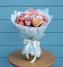 Букет Счастливые мгновение в Бакалы Башкортостан Букет цветов из:  Хризантемы и Розы в Бакалы Башкортостан