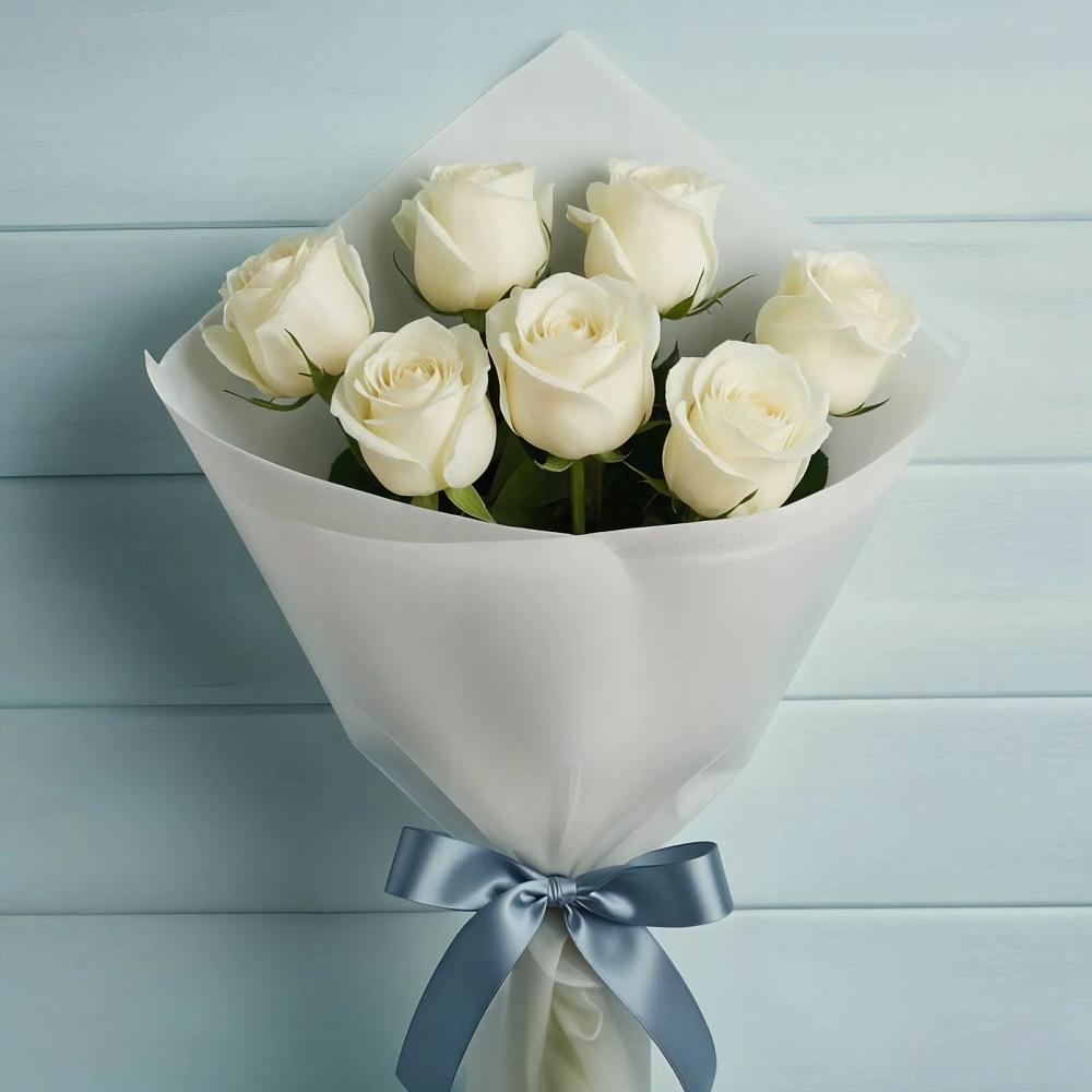 7 Белых роз Эдлесс Лав в Бакалы Башкортостан Букет 7 Белых роз Эдлесс Лав в Бакалы Башкортостан